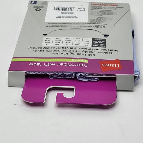 NWT Hanes Cheeky Women’s Microfiber Panties - W/Lace - 2 Pair - Size S/5 - Picture 10 of 12